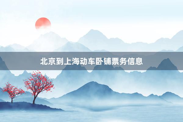 北京到上海动车卧铺票务信息