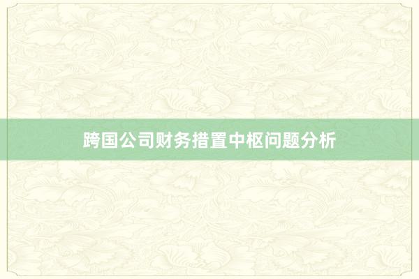跨国公司财务措置中枢问题分析